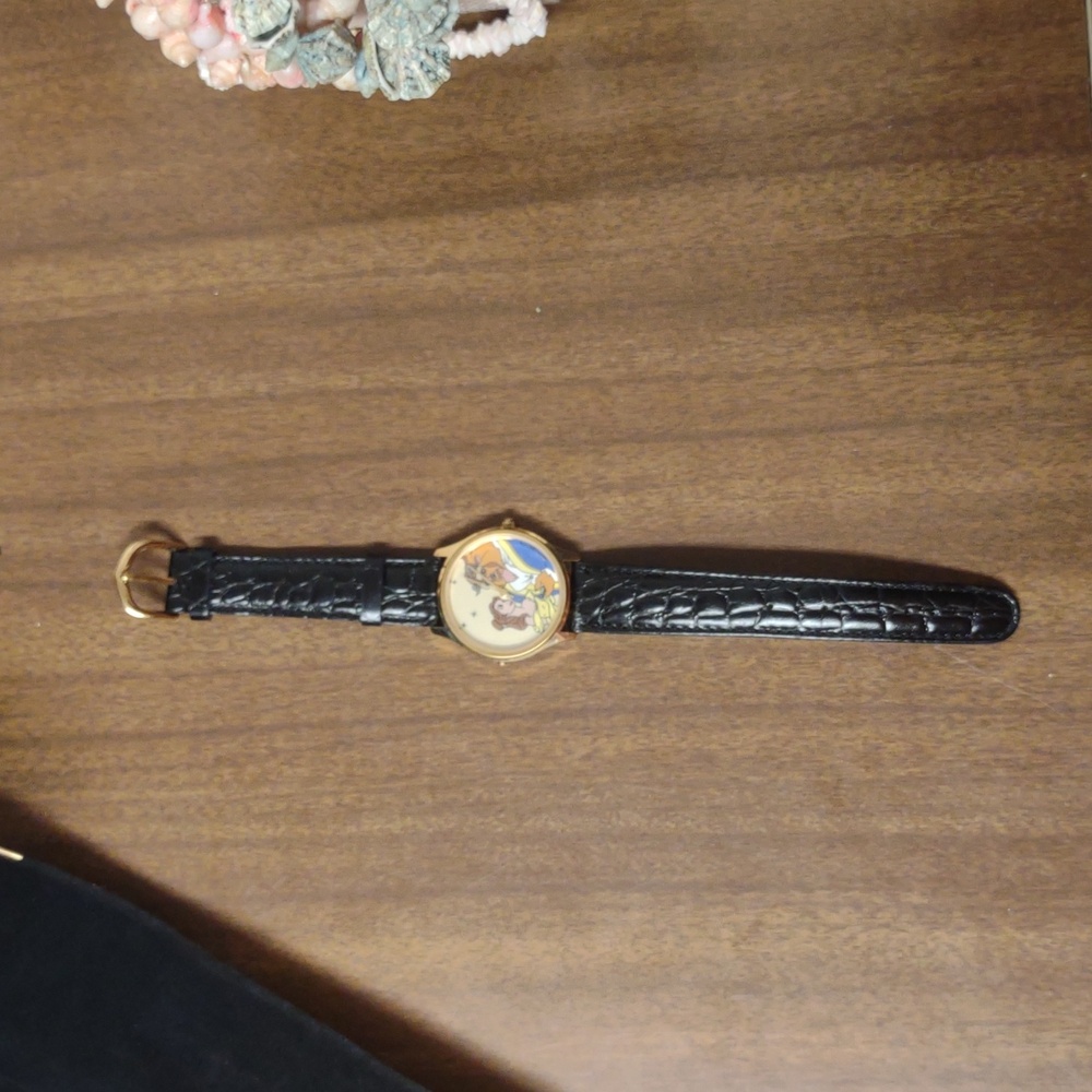 Disney Beauty and the Beast Black and Gold Pouch With Musical Watch - Picture 7 of 11